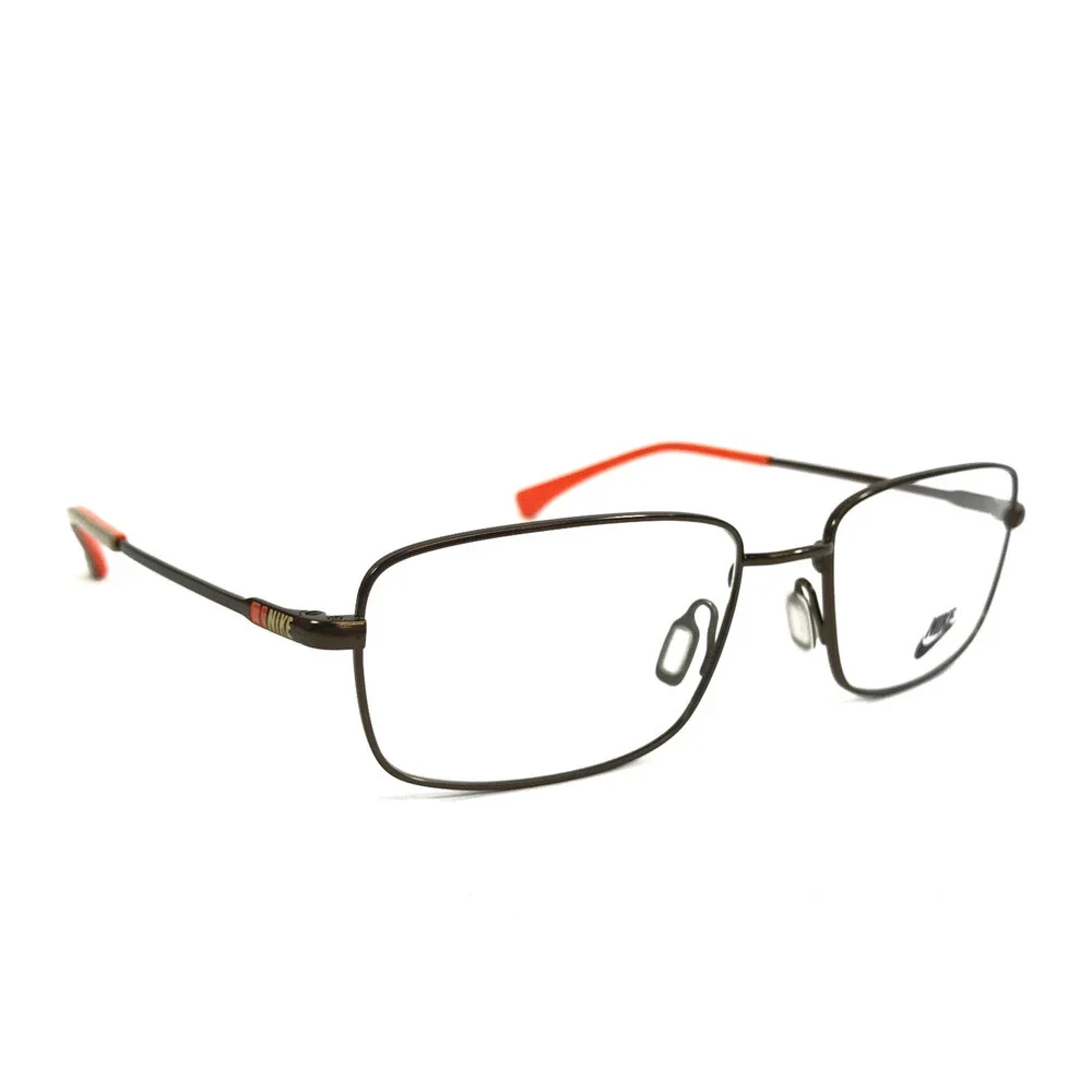 Nike Eyeglasses Frames 8025 215 Bronze Brown Rectangle Wire Rim 54-17-140
